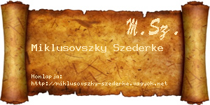 Miklusovszky Szederke névjegykártya